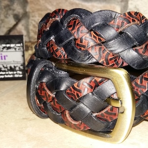 Braided leather belt, 5 strands