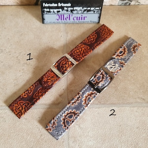 Genuine leather watch strap, wrist 19 to 21 cm