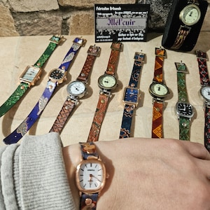 Small watch, genuine leather strap