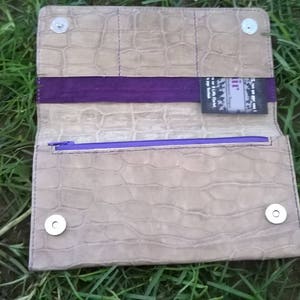 Porte feuille long cuir beige