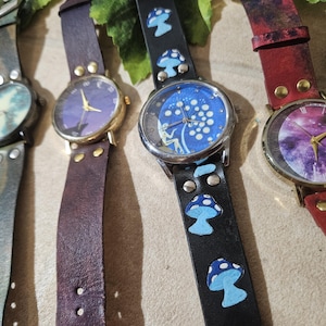 Watch with genuine leather strap