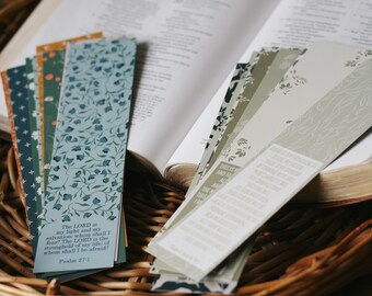 Bookmarks Bundle, Floral Bookmarks, Bible Verse Bookmarks, Hymn Bookmarks, Christian Bookmark, Set of 16