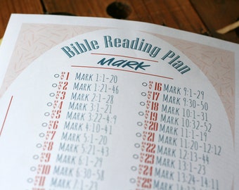 Mark Reading Plan, Bible Reading Plan for Kids, Printable Bible Reading Plan