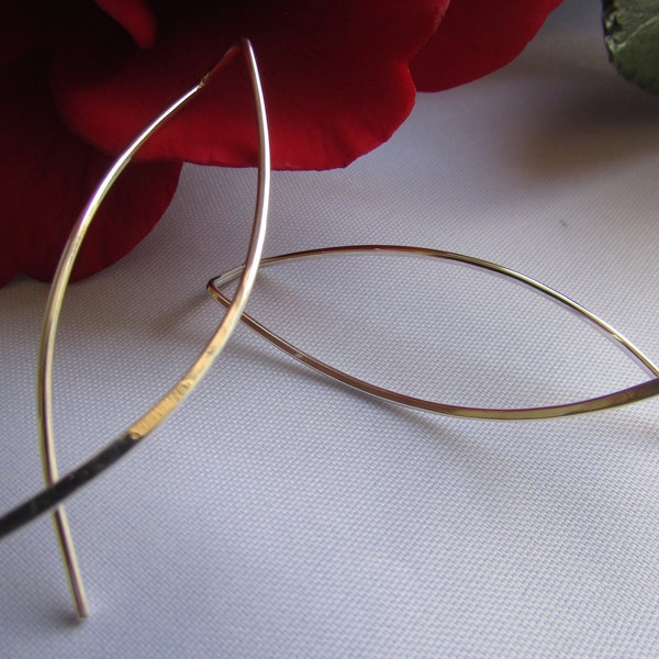 Argentium Silver Fish Hoop Earrings / Open Hoop Earrings / Threader Earrings / Minimalist Earrings / Lightweight Earrings