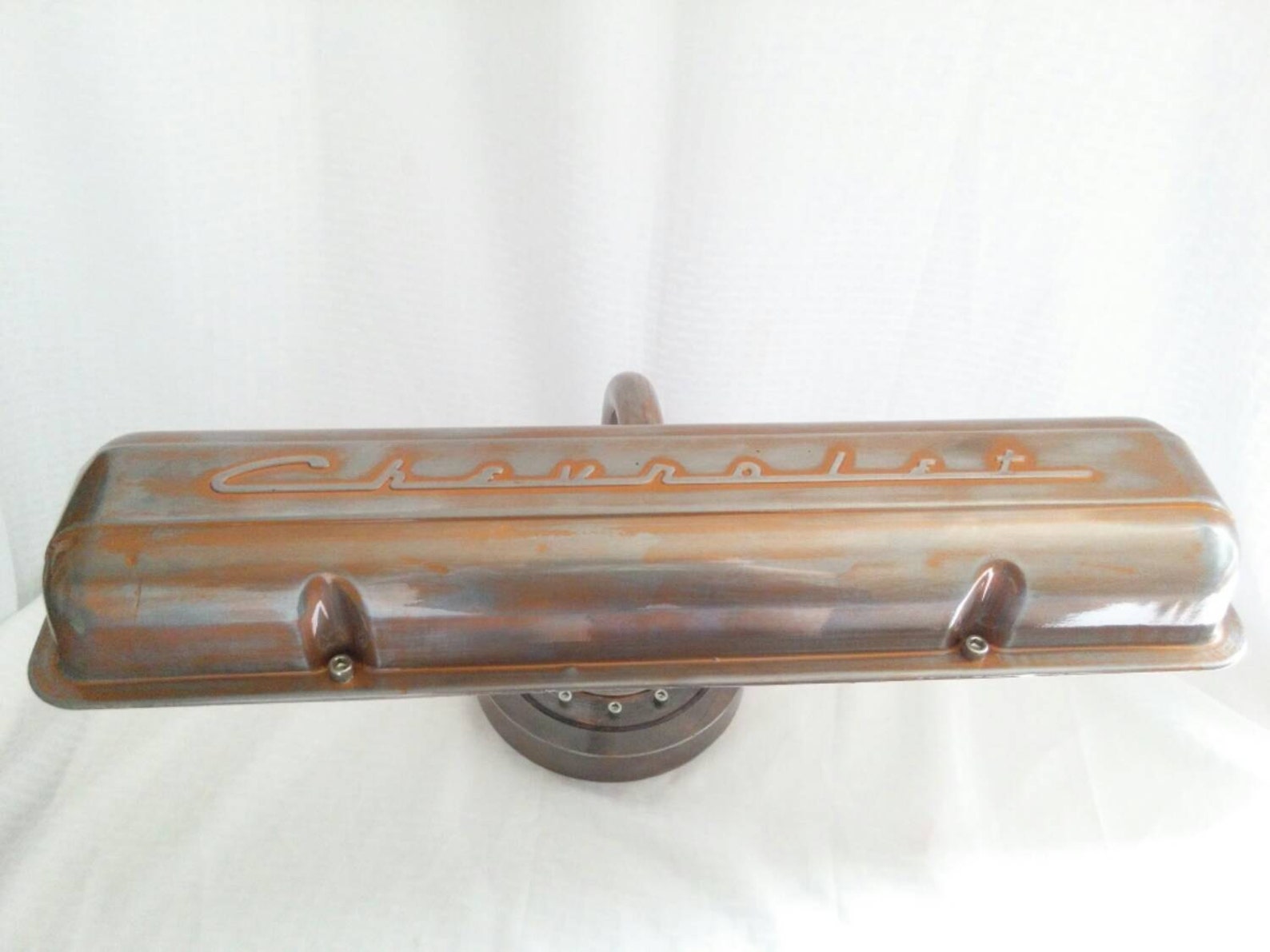 Copper Chevrolet Valve Cover Lamp Desk Metal Corvette Lighting Etsy