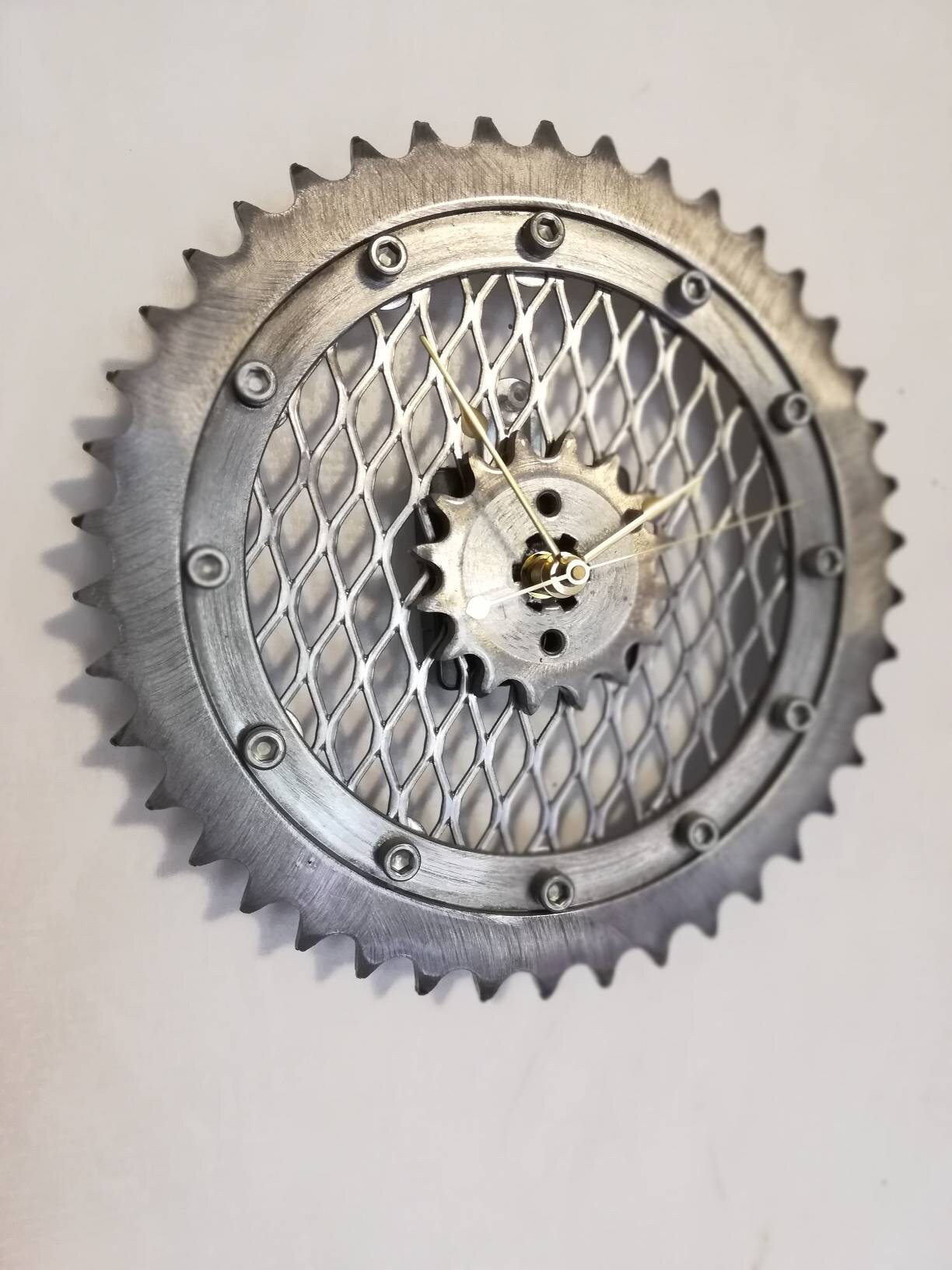 Motorcycle Sprocket Gear Clock Wall Steel Metal Man Cave Etsy