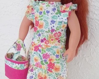 6 piece Spring style skirt and flutter sleeve top set made to fit 18 inch dolls like American Girl and Our Generation For ages 3 & up.