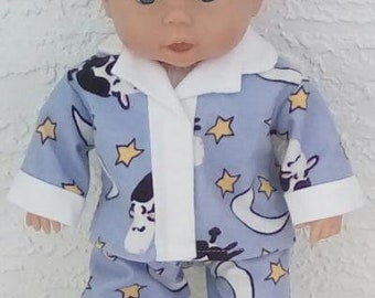 8 Prints to pick from! 15 inch baby doll 6 piece Pajama and blanket set in your choice of  8 Flannel prints  For ages 3 & up