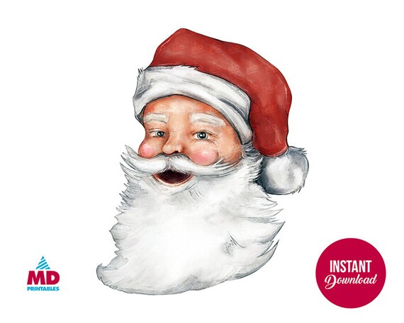 Vintage Santa Claus Christmas Clipart Transparent Png Retro Hand Painted Water Color Instant Download