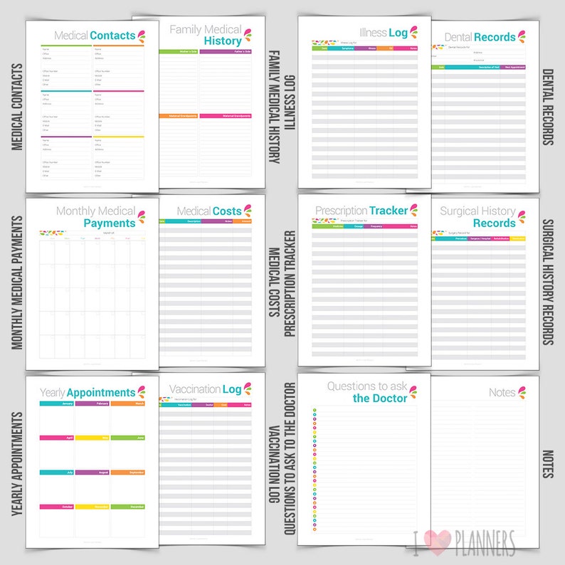 Medical Planner Instant Download 13 Pages in PDF Format Ready to Print at Home Health Planner Etsy