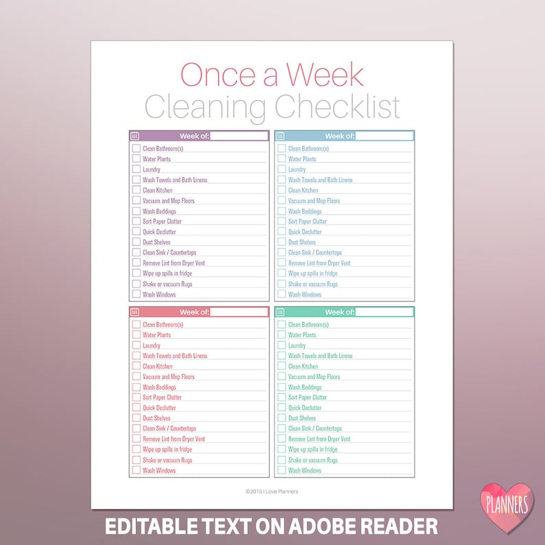 once-a-week-cleaning-checklist-instant-download-pdf-format-ready-to