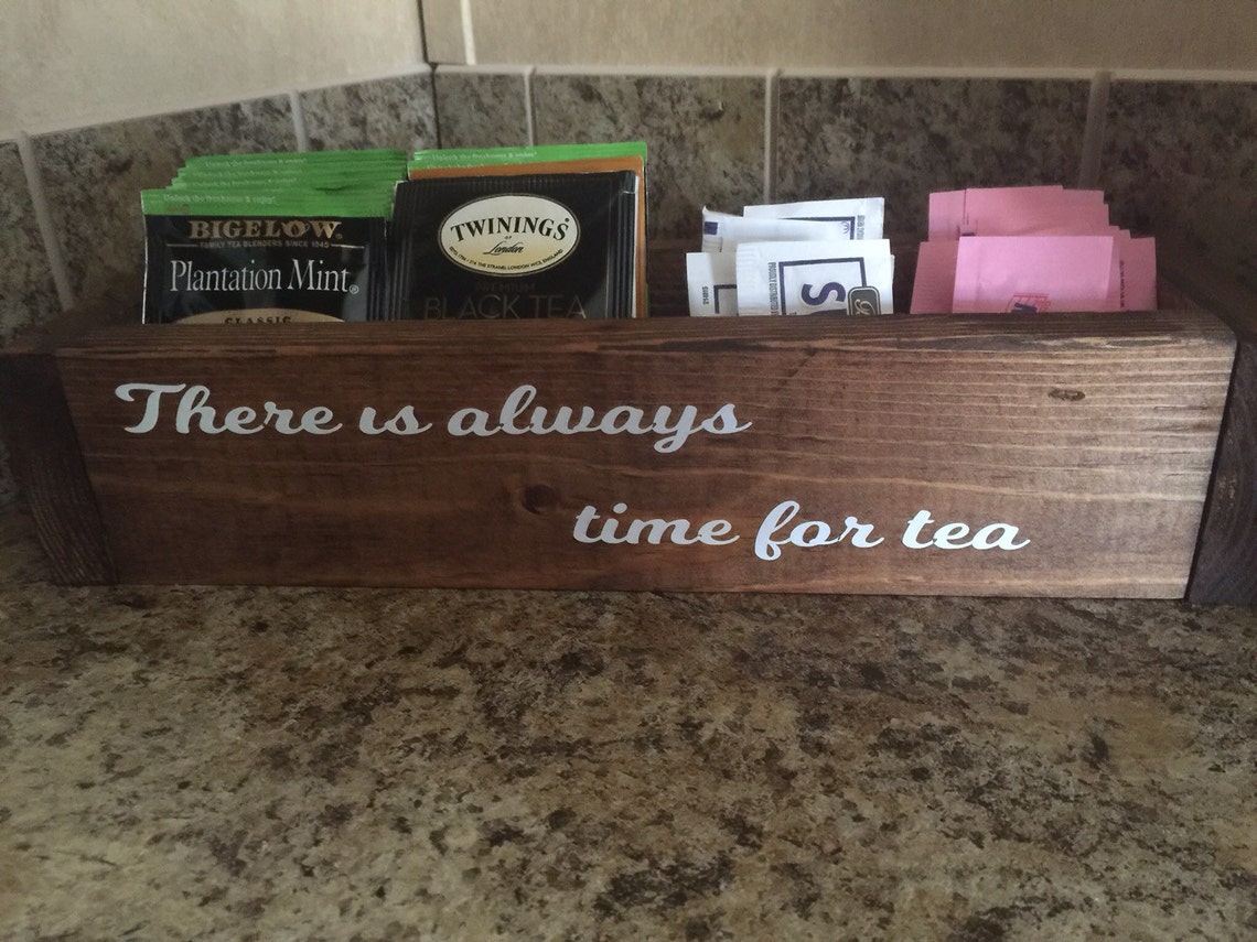 Rustic Wooden Tea Box Tea Organizer Kitchen Organizer Box - Etsy