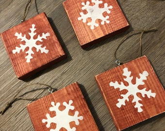 Set of 4 rustic christmas ornaments