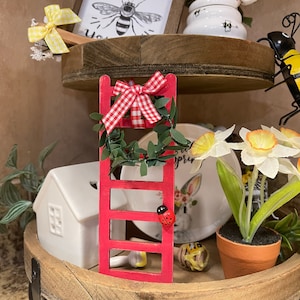 Decorative ladybug ladder, tray decor, tier tray decor, tier tray ladder