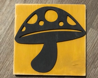 Mushroom mini wood sign