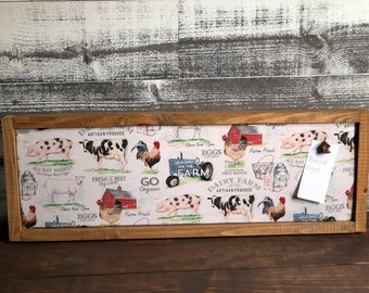 Farmhouse memo board, rustic cork board, message center