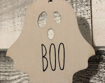 Ghost ornament, Halloween decor, Boo