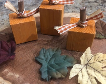 Set Of 3 Mini Wooden Pumpkins, Your Choice of Colors - Perfect for Tiered Trays