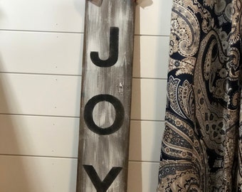 Joy plaid rustic sign , vintage board, Christmas decor