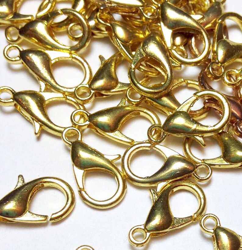 Gold lobster clasps Gold toned jewelry clasps Large golden Etsy