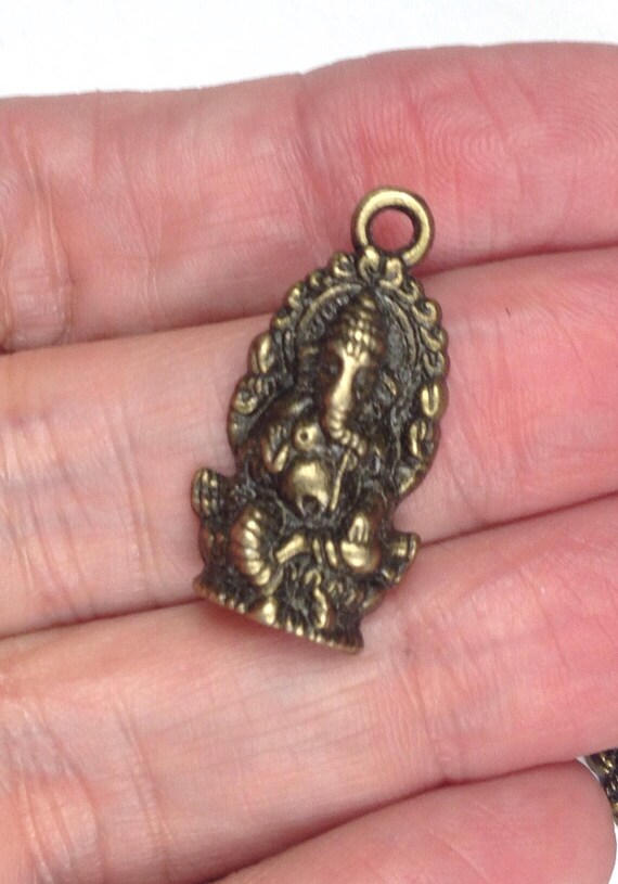 Bronze Ganesha Charms 27x14 10 Pc Pendants Vintage Religion Thailand Buddha Jewelry - Buddhist Charms And Pendants Bronze Ganesha Charms 27x14 10 Pc Pendants Vintage Religion Thailand Buddha Jewelry - Buddhist Charms And Pendants