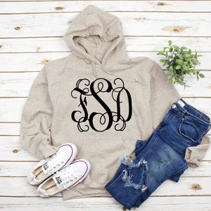 Monogram Hoodie, Monogrammed Hoodie, Personalized Hoodie, Custom Initials Hoodie, Monogrammed, Adult and Youth, Christmas