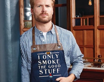 Father's Day Gift,  For Him, Dad Gift, Custom, Personalized, I Only Smoke The Good Stuff, BBQ, Apron, Cigars, Grill, Smoker, Smoke Meat