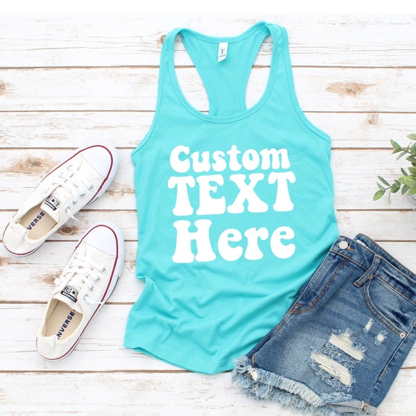 Custom Text Tank, Retro Text Tank, Custom Logo Tank Top, Business Logo Tanks, Marketing Business Tank, Logo Tank Top, Branding Tank Top