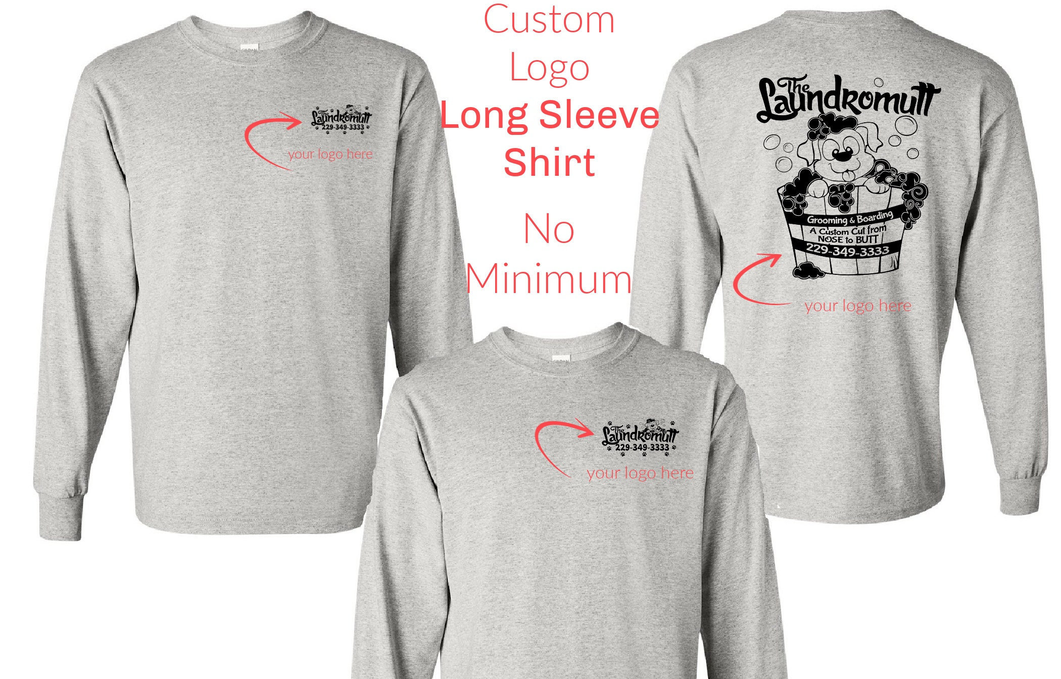 Custom long sleeve hot sale shirts no minimum