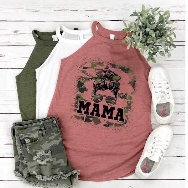 Mother's Day Gift Camo Mama Shirt Military Mom Tank Camo Mom Tank Mothers Day Gift for Military Moms Rocker Tank