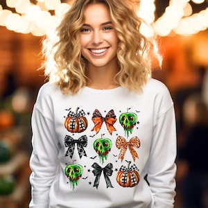 Retro Halloween Coquette Bow Spooky Mama Sweatshirt, Fall Pumpkin Coquette Bow Sweater, Fall Vibes Shirt, Fall Season Shirt, Halloween Tees