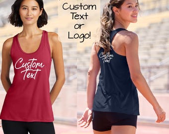 Personalized Performance Racer Back Text Tank, Custom Tank Top, Marketing Business Tank, Custom Women Performance Tank, Customized Tank Top