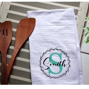 Tea Towel, Flour Sack Towel, Personalized, Bridal, Hostess, Personalized Towel, Kitchen Towel, Dish Towel, Farmhouse Decor, Farm Decorations image 2