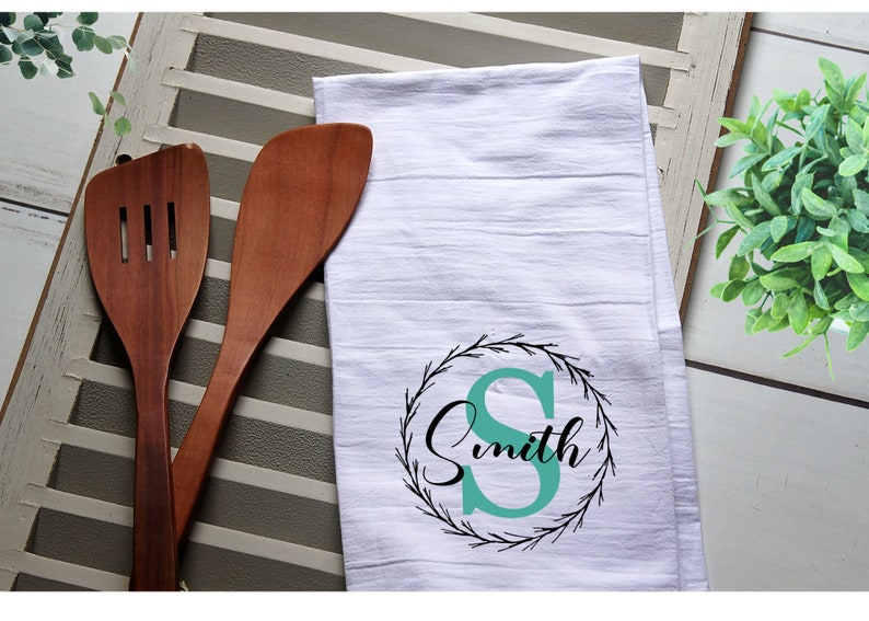 Tea Towel, Flour Sack Towel, Personalized, Bridal, Hostess, Personalized Towel, Kitchen Towel, Dish Towel, Farmhouse Decor, Farm Decorations image 2