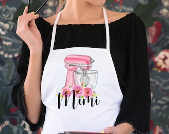 Mother's Day Personalized Aprons Personalized Grandparent Gift Gift Floral Mixer Grandmother Gift Mom Gift Gigi Mimi Grandma