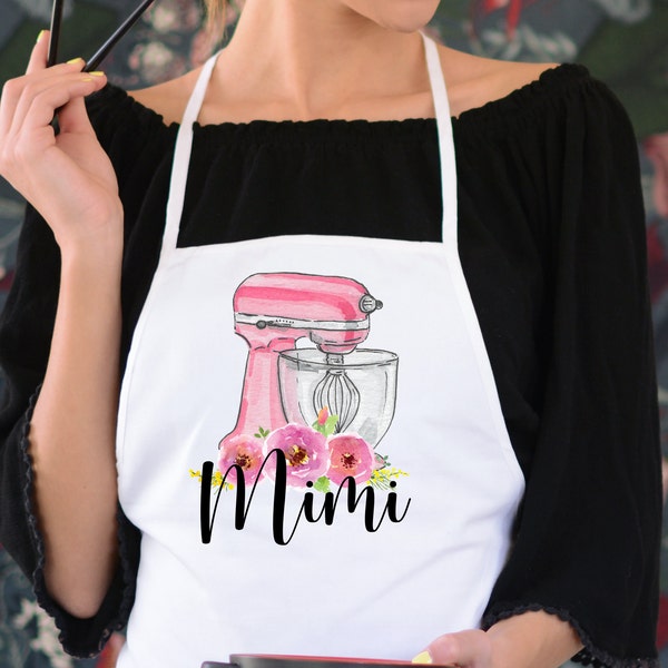 Mother's Day Personalized Aprons Personalized Grandparent Gift Gift Floral Mixer Grandmother Gift Mom Gift Gigi Mimi Grandma