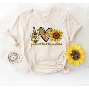 Peace Love and Sunshine, sunflower shirt, graphic tee for woman, woman trendy shirt, peace shirt, love shirt, sunshine shirt, Mother's Day image 1