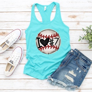 Baseball Tank Top - Baseball Shirts - I heart number - Custom Baseball Tanks - Baseball Tees, trending popular cute fast shipping women tank