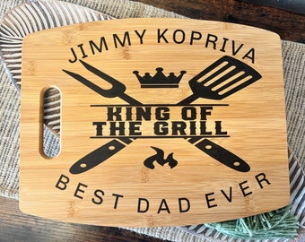 Father's Day Gift for Dad, Personalized Cutting Board for Him, Grill Master, King of The Grill, Gift for Grandpa, Grill Set, Best Dad Ever