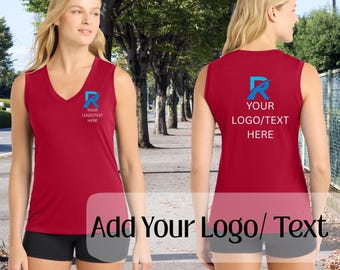 Custom Women’s Performance V-Neck Sleeveless Shirt, Women's Sleeveless PosiCharge® Competitor™, Custom Logo Shirt, Workout Shirt, Gym Tee