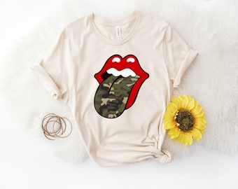 Camo Lips Shirt, Lips Shirt, Fun Shirt, Trendy Tee, Unisex, Camo, Military