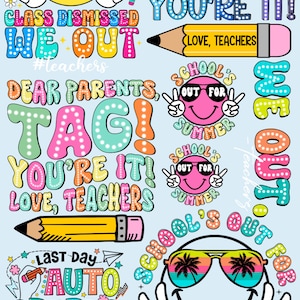 Dtf Transfer, Dtf Gang Sheet,  Teacher&#39;s End of Year Dtf Transfers, Teacher Dtf Transfers, T-shirt Transfers, DTF Ready to Press, DTF Prints