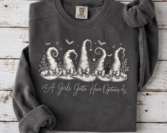 Halloween Witch Sweatshirt – Women's Comfort Colors Witch Hat Crewneck, Cute Spooky Season Sweatshirt