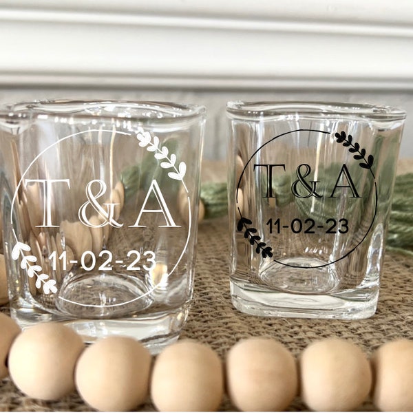 Personalized Shot Glasses, Custom Shot Glasses, Bulk Wedding Favors, Favors for Guests, Affordable Wedding Favors, Glass Shot Glasses