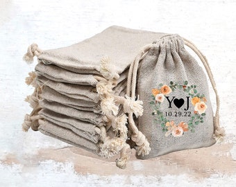 Custom Fall Wedding Favor Bags: Personalized Cotton Drawstring Sacks