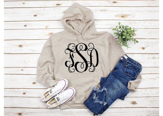 Monogram Hoodie Monogrammed Hoodie Personalized Hoodie Custom Initials Hoodie Monogrammed Adult and Youth Christmas Etsy