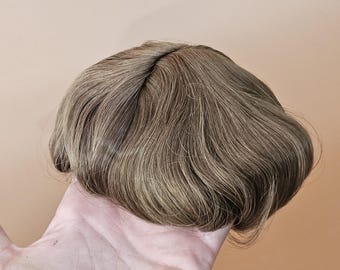 VINTAGE Dollspart? Synthetic Page Boy Male Doll Short Bob Hair Doll Wig Repair Hairpiece Light Brown LBR NEW Old Stock