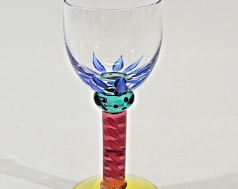 NEW EUC Kosta Boda 24201 Ken Done Palm Trees Liqueur Cordial Glass 4.5" Signed