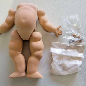 Vintage vtg 1970 Seeley? Seely? 7&quot; Composition Unassembled baby Doll Body Jointed Old New Stock Doll Repair Materials Needs Stringing NEW
