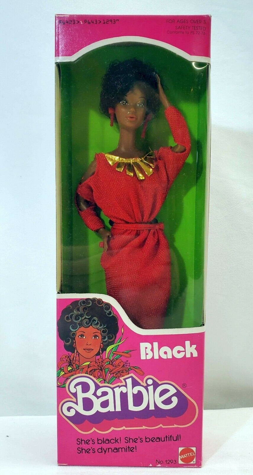 karton Michelangelo Nauwgezet VINTAGE 1979 Eerste zwarte Barbie pop disco afro rode jurk - Etsy België